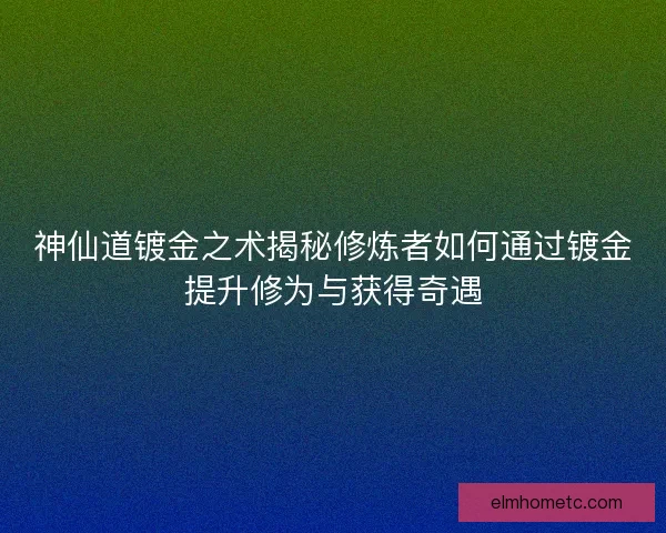 神仙道镀金之术揭秘修炼者如何通过镀金提升修为与获得奇遇