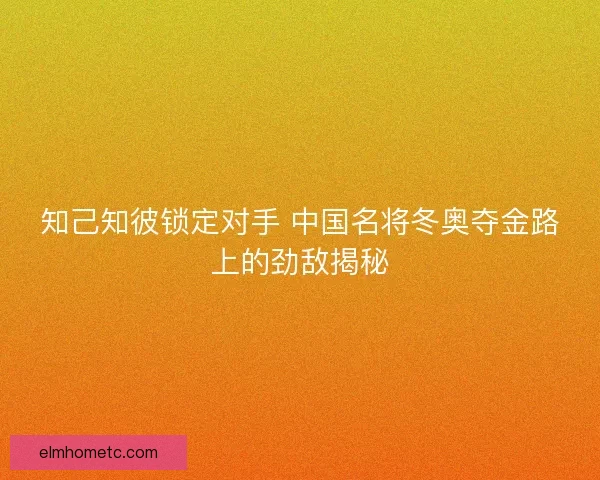 知己知彼锁定对手 中国名将冬奥夺金路上的劲敌揭秘